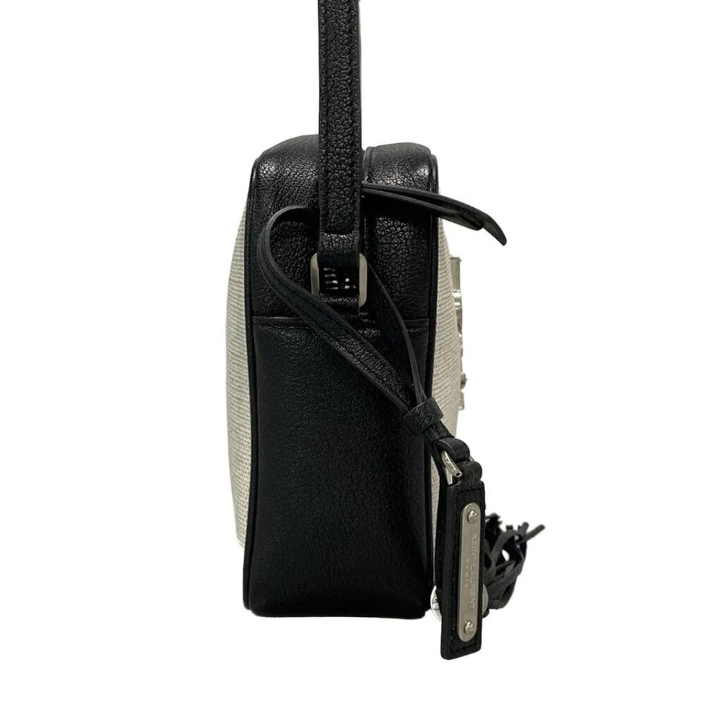 SAINT LAURENT PARIS Lou Camera Bag Cream Black Coated Canvas Leather 838-072125 - Picture 4 of 14